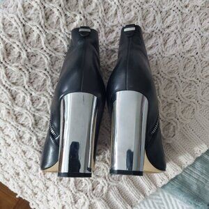 Limited Edition CK Savana Mirror Block Heel Leather Ankle Boots- US 8.5